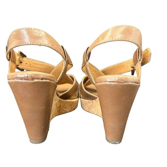Sofft Women\'s Brown Leather Slingback Wedge Sandals Brown Size 8.5